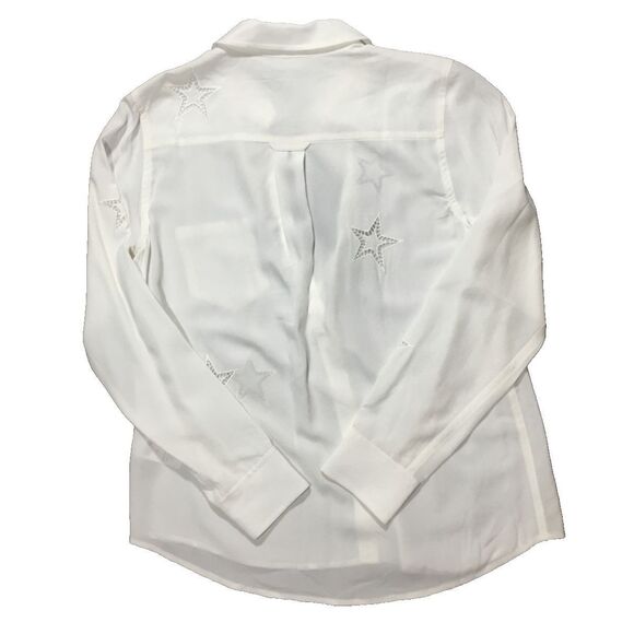 NWT'S  $258 Rails Kate  Ivory Eyelet Stars Silk Blouse Long Sleeve Size Small - Picture 7 of 9